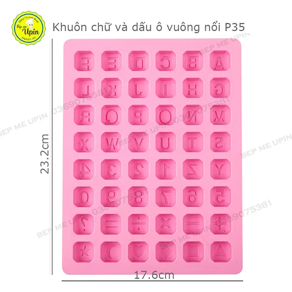Khuôn silicone chữ và dấu in nổi ô vuông - Ảnh 2