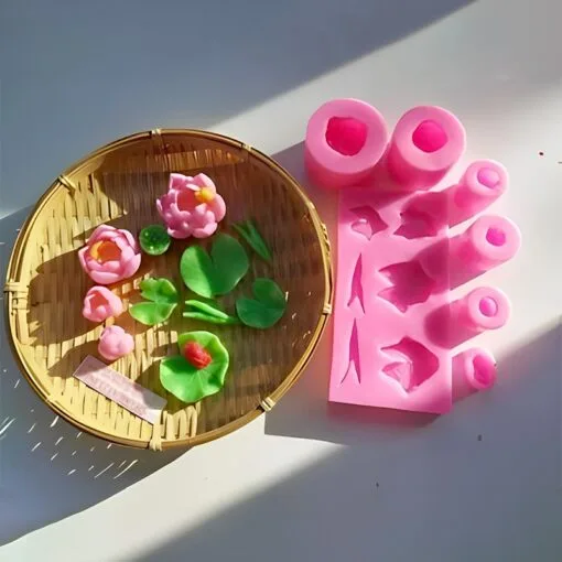 Set 7 khuôn sen thái silicon hoa sen lá sen đài sen làm bánh thạch rau câu
