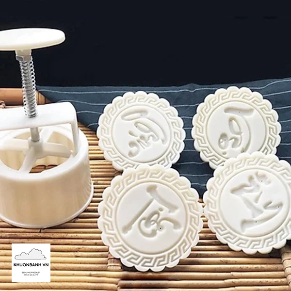 Khuôn bánh trung thu lò xo mặt tròn 150gr - Phúc Lộc Thọ Tài - Ảnh 2