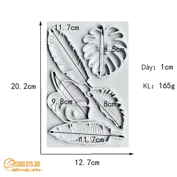 Khuôn silicon vỉ 5 lá rừng to lá dương sỉ sake lá chuối làm bánh - Ảnh 2