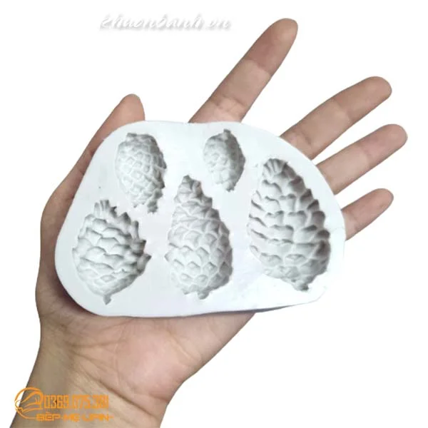 Khuôn silicon quả thông vỉ 5 quả trang trí bánh noel - Ảnh 3
