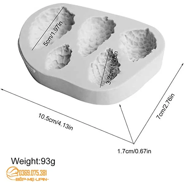 Khuôn silicon quả thông vỉ 5 quả trang trí bánh noel - Ảnh 2