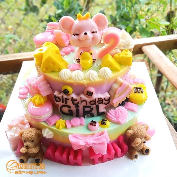 Khuôn silicon con chuột trai gái cầm tim làm bánh nến tượng - Ảnh 2