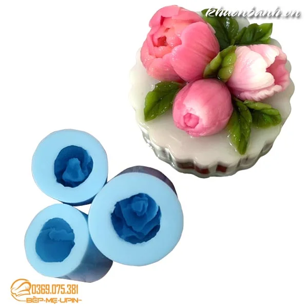 set 3 khuôn silicon hoa tulip