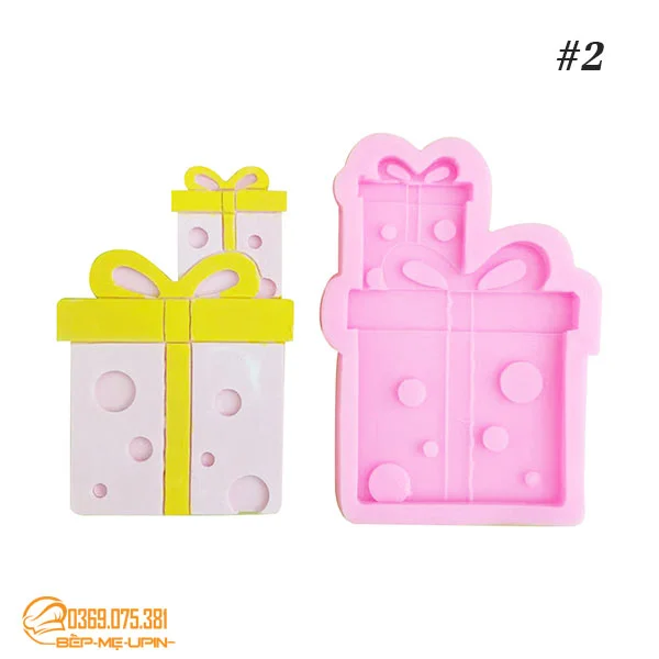 Khuôn silicon hộp quà 3d làm socola đất nặn kẹo dẻo rau câu - Ảnh 4