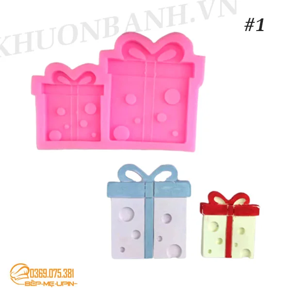 Khuôn silicon hộp quà 3d làm socola đất nặn kẹo dẻo rau câu - Ảnh 3