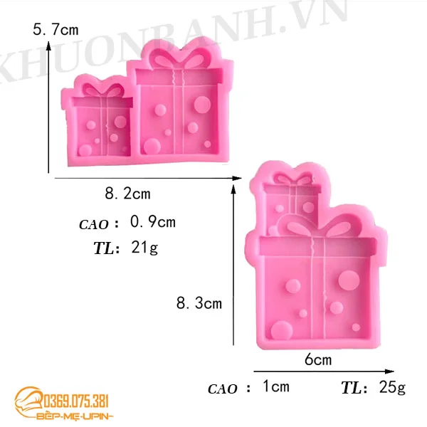 Khuôn silicon hộp quà 3d làm socola đất nặn kẹo dẻo rau câu - Ảnh 2