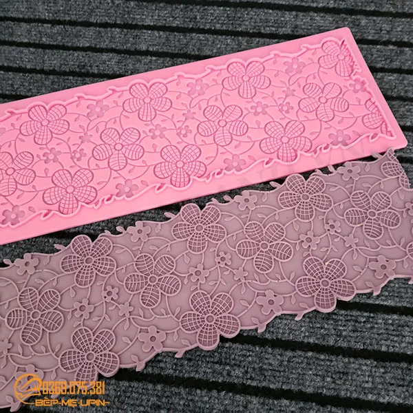 Khuôn silicon ốp viền ren hoa mai bản dài 40cm có gờ - Ảnh 3