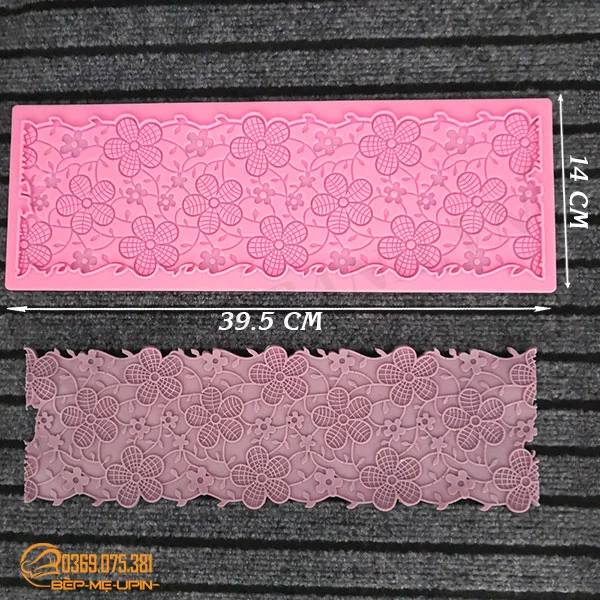 Khuôn silicon ốp viền ren hoa mai bản dài 40cm có gờ - Ảnh 2