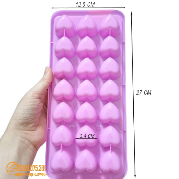 Khay nhựa tim làm thạch rau câu làm nước đá hình 21 tim và 10 tim VT - Ảnh 2
