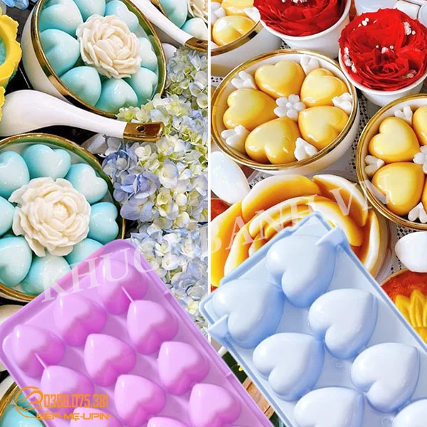 khay nhựa tim làm rau câu khay đá