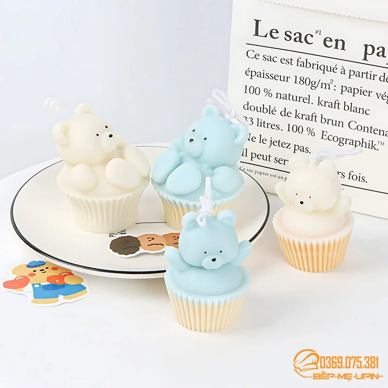Khuôn silicon gấu cupcake