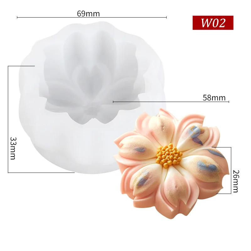 Khuôn silicon hoa đào da tuyết bánh trung thu wagashi bánh trôi nước bánh đậu xanh hình hoa đào - Ảnh 2