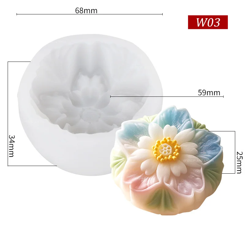 Khuôn silicon hoa đào da tuyết bánh trung thu wagashi bánh trôi nước bánh đậu xanh hình hoa đào - Ảnh 6