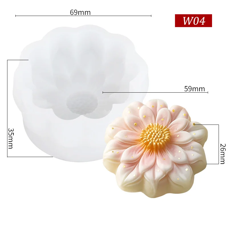 Khuôn silicon hoa đào da tuyết bánh trung thu wagashi bánh trôi nước bánh đậu xanh hình hoa đào - Ảnh 5