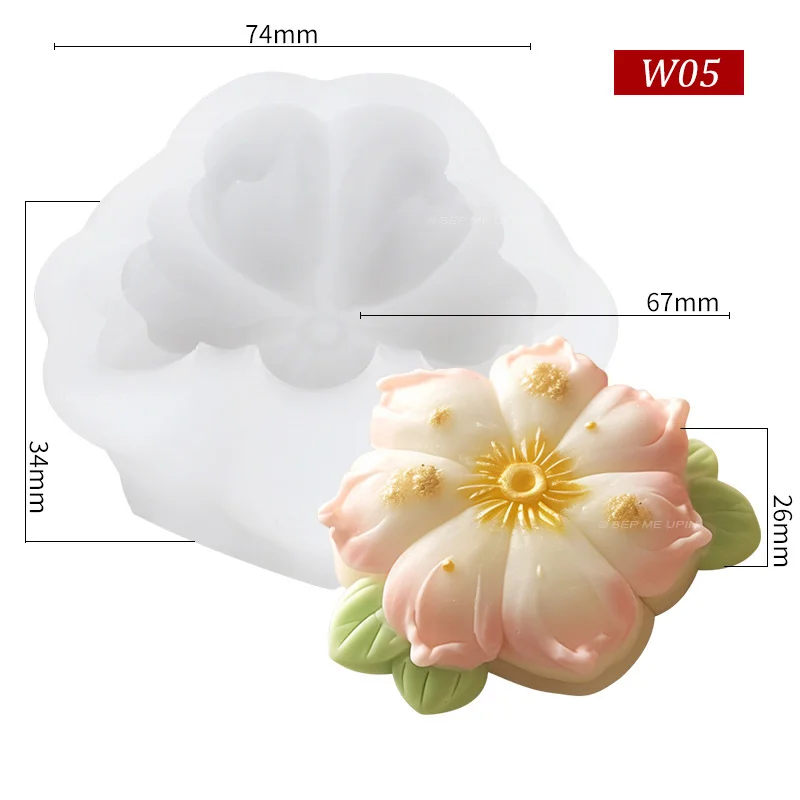 Khuôn silicon hoa đào da tuyết bánh trung thu wagashi bánh trôi nước bánh đậu xanh hình hoa đào - Ảnh 4