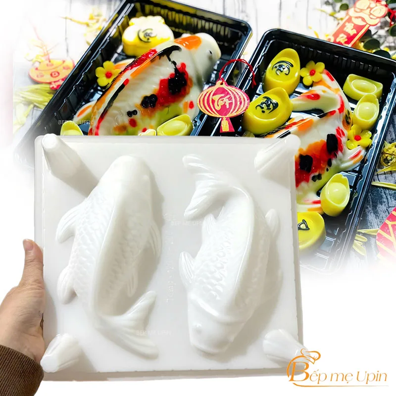 Khuôn cá chép vỉ 2 con có chân 23cm