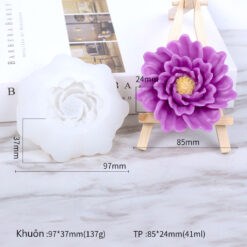 Khuôn silicon hoa mẫu đơn hoa hồng 9cm mã MD86