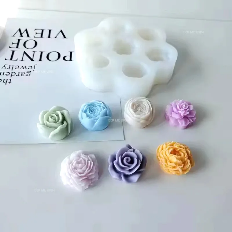 Khuôn silicon vỉ 7 khuôn hoa hồng mẫu đơn - Ảnh 4