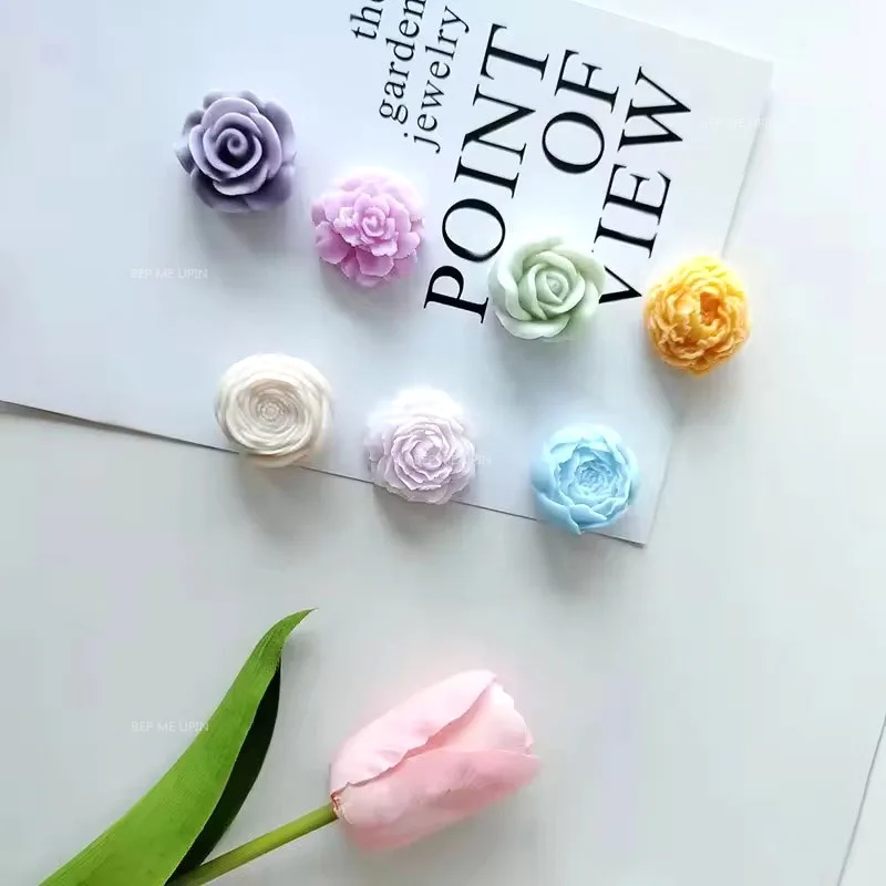 Khuôn silicon vỉ 7 khuôn hoa hồng mẫu đơn - Ảnh 2