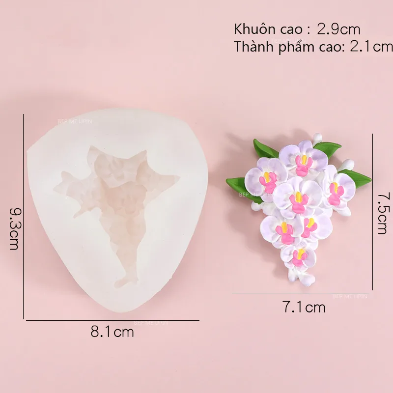 Khuôn silicon hoa lan chùm dây hoa lan 9cm - Ảnh 3