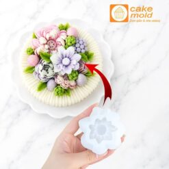 Khuôn Silicon Hoa Cúc 2 Lớp 6.5cm Làm Rau Câu 3D, Fondant, Nến Thơm Handmade Trang Trí Bánh Thôi Nôi