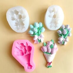Khuôn silicon bó hoa hồng bó hoa tulip nhỏ làm bánh