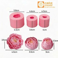 🍰 Khuôn silicon hoa mẫu đơn 3 size 6cm 4cm 3cm làm bánh thạch rau câu xà phòng DIY