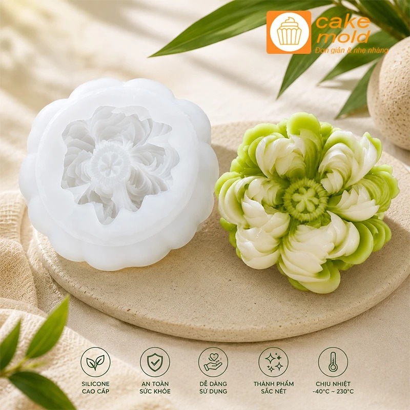 Khuôn Silicon Hoa Mẫu Đơn Mao Lương MD96 Làm Nến Thơm Trang Trí Bánh Rau Câu Thôi Nôi
