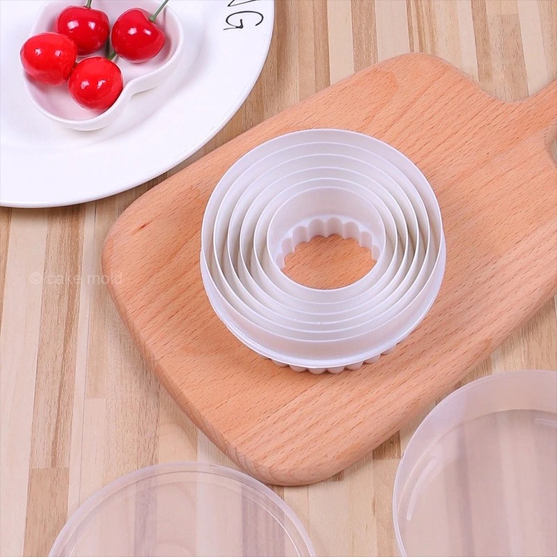 Bộ khuôn cắt bánh hình tim sao, hình tròn hai mặt bằng nhựa nhấn bánh quy, fondant - Ảnh 5