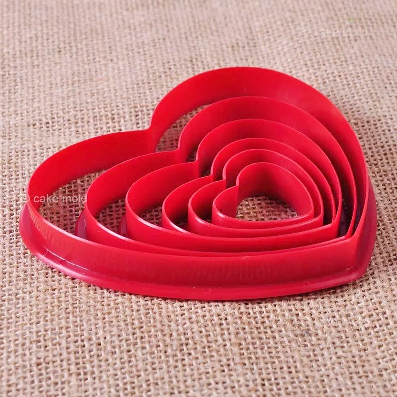Bộ khuôn cắt bánh hình tim sao, hình tròn hai mặt bằng nhựa nhấn bánh quy, fondant - Ảnh 2