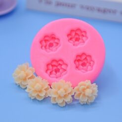 Khuôn silicon vỉ 4 hoa mẫu đơ