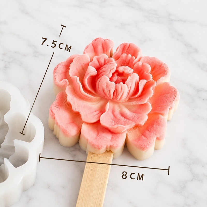Khuôn Silicon Hoa Mẫu Đơn Hoa Thược Dược Nhấn Xôi Đậu Xanh Thôi Nôi Khuôn Rau Câu Làm Kem 3D Cao Cấp - Ảnh 4