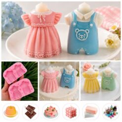 Khuôn Silicon 3D Quần Áo Váy Em Bé, Khuôn 2 Mảnh Làm Socola Fondant Rau Câu Thạch Nến Xà Phòng Trang Trí Bánh Sinh Nhật