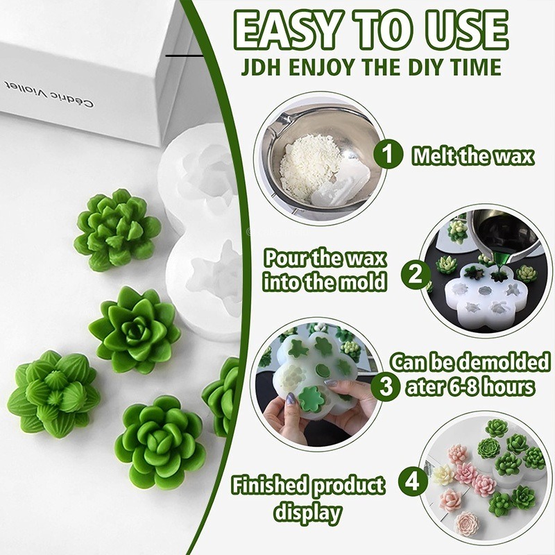 Khuôn Silicon 7 Ô Sen Đá Xương Rồng - Chuyên Làm Nến Thạch Rau Câu, Nến Decor 3D - Ảnh 3