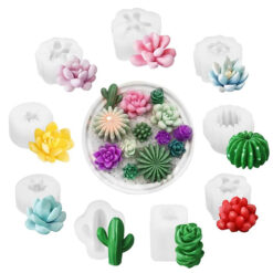 Khuôn Silicon Xương Rồng Set 9 Mẫu Làm Nến Thơm Thạch Rau Câu Socola Handmade
