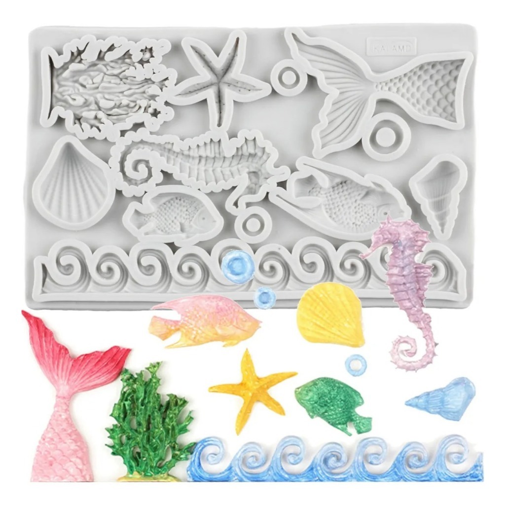 Khuôn Silicon Sinh Vật Biển Trang Trí Bánh Fondant Socola Thạch Rau Câu