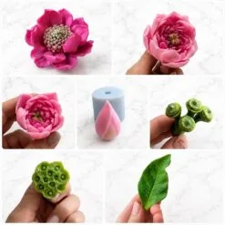 Bộ 7 Khuôn Silicone Hoa Sen Mẫu Nga Chuyên Làm Bánh Rau Câu 3D & Nến Thơm Siêu Nét
