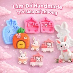 Khuôn Silicon Thỏ Cà Rốt Cạn Làm Rau Câu, Socola, Bánh, Thạch, Xà Phòng Handmade Chống Dính Cao Cấp