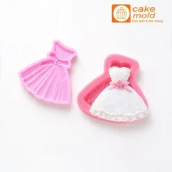 Khuôn Silicon Váy Búp Bê Công Chúa Nhấn Đậu Làm Xôi Đậu 3D Trang Trí Thôi Nôi Sinh Nhật Bé Gái