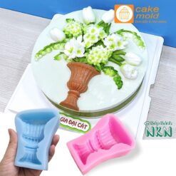 Khuôn Silicon Bình Hoa K13 Khuôn Trang Trí Bánh Rau Câu Thạch 3D Làm Lọ Hoa Handmade